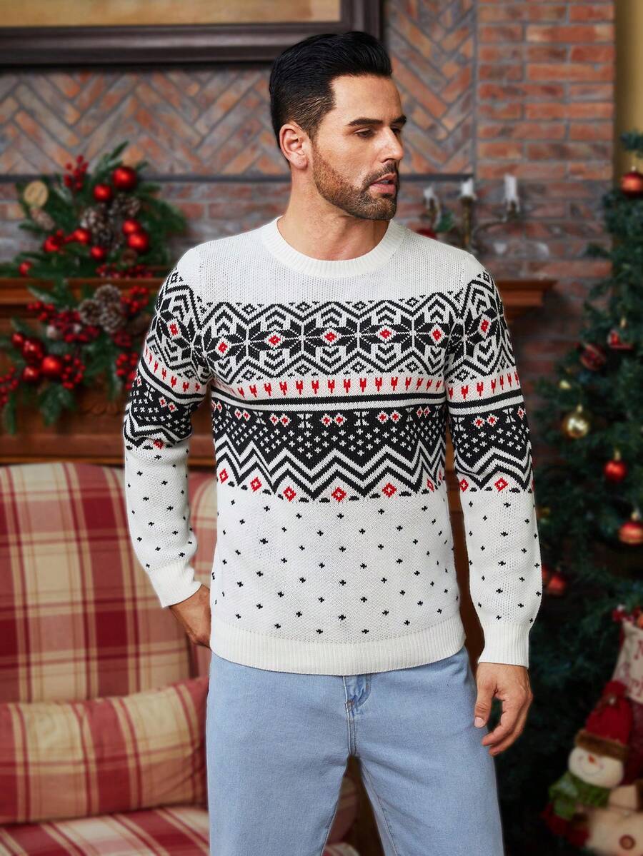 Manfinity Homme Nam Mẫu Geo Áo len - Nhiều màu - Xem 1