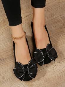 Women's Spring/Autumn New Arrival Bow Knot Flat Shoes - Black - View 2