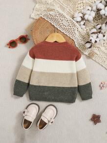 SHEIN Baby Girls Color Block Sweater - Multicolor - View 2