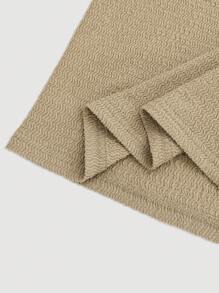 SHEIN MOD 素色前繫帶褶邊洋裝 - 杏色 - 查看 4