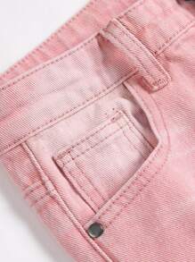 男大童破洞抽鬚破洞牛仔褲 - 粉色 - 查看 5