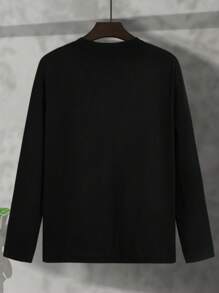 Claim Dot 男士标语图案落肩长袖T恤，字母，日式风格，适合秋季外出