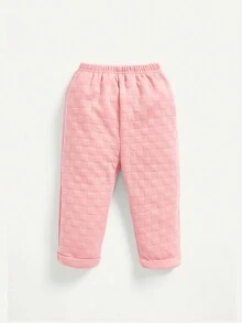 Bebé niña Pantalones con camiseta unicolor con botón delantero - Rosa - Ver 6