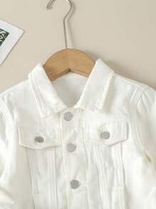 Chàng trai trẻ Đồ họa Chữ cái Chi tiết về Flap Áo khoác denim - trắng - Xem 3