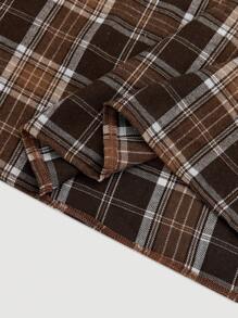 SHEIN MOD 格紋印花吊帶洋裝 - 棕色 - 查看 3