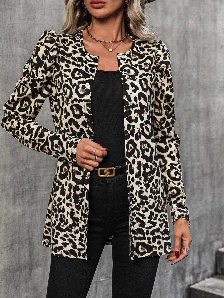 SHEIN LUNE 豹紋開襟大衣