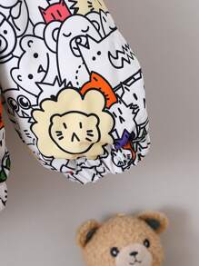 男小童字母和卡通圖案拉鏈開襟連帽加絨內裏夾克無毛衣 - 彩色 - 查看 4