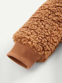 Baby Girl 3D Ear Design Raglan Sleeve Teddy Hoodie - Khaki - View 5