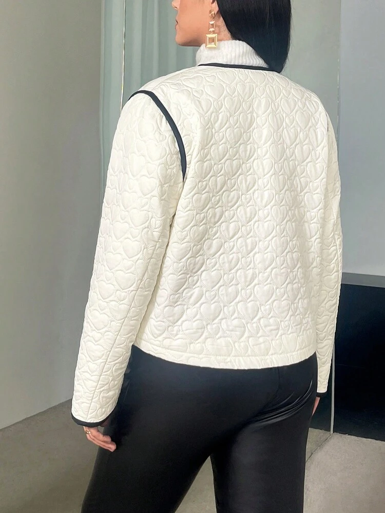 Plus Contrast Binding Quilted Coat