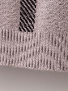 SHEIN Tween Boys Plaid Pattern Sweater - Grey - View 4