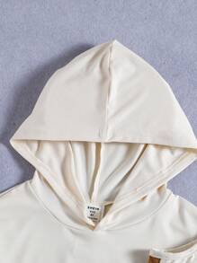 SHEIN Tween Girl Letter Graphic Cami Top & Hoodie & Sweatpants - Khaki - View 6