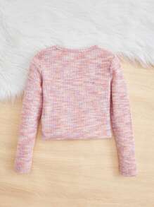 Camiseta Casual De Manga Longa De Malha Esportiva Com Gola Redonda Para Meninas Tweens