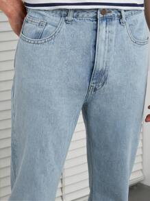 SHEIN Cottnline Men Slant Pocket Straight Leg Jeans - Blue - View 4