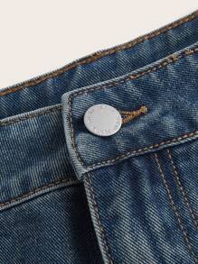 SHEIN MOD Coolmax Washed Denim Skirt - Medium Wash - View 3