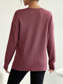 SHEIN Thai sản Thả vai Áo phông trơn - Màu Đỏ Sâu - Xem 2