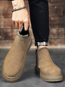 男士休閒舒服的短靴適用於秋冬 - 棕色 - 查看 3