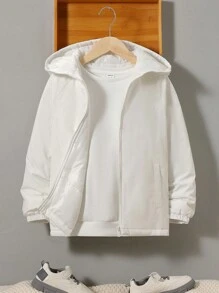 SHEIN Tween Boy Zip Up Hooded Padded Coat Without Tee