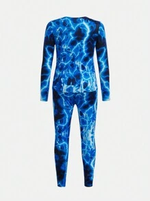 SHEIN Tween Boy Tiger Print Tee & Pants Snug Fit PJ Set - Multicolor - View 12