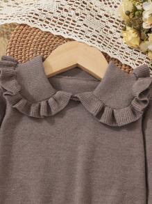 SHEIN Baby Girl Ruffle Trim Sweater & Knit Pants,In Fall/Winter