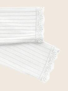 Flirla Plus Lace Trim Tee - White - View 3