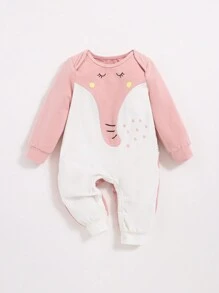 SHEIN 女嬰卡通圖案撞色連身褲 - 彩色 - 查看 1