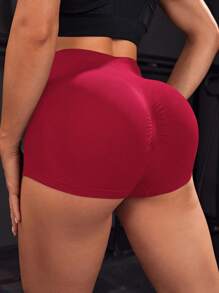 Easithlete Wide Waistband Scrunch Butt Sports Shorts Spandex Shorts For Chinese New Year - Red - View 1