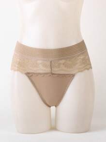 SHEIN Lencería De Encaje Floral Para La Ropa Interior Femenina - Caqui - Ver 3