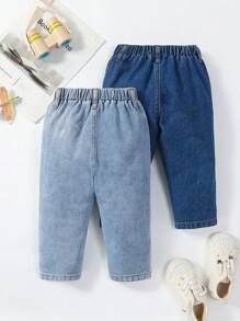 SHEIN Explorewe 男嬰2入組雙口袋彈性腰帶牛仔褲 - 彩色 - 查看 2
