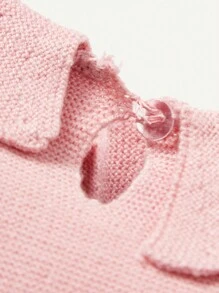 Cozy Pixies Baby Girl Ruffle Trim Ribbed Knit Bodysuit - Pink - View 7