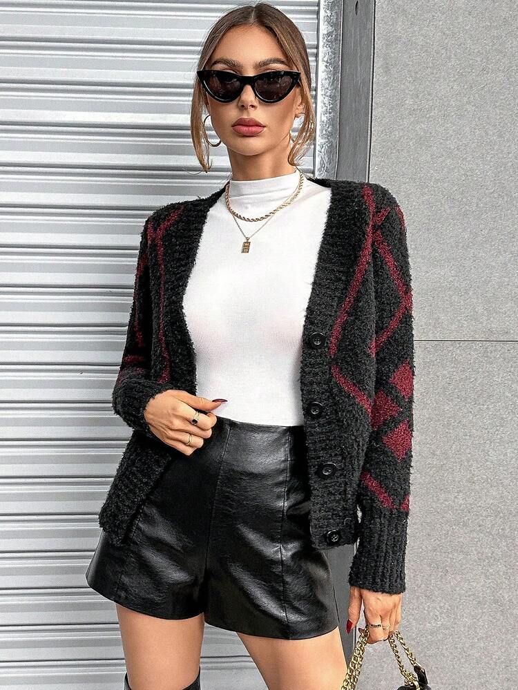 Argyle Pattern Cardigan