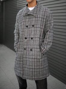 Manfinity Homme Lỏng lẻo phù hợp Nam Kẻ sọc Đôi ngực Áo khoác - Đen và trắng - Xem 6