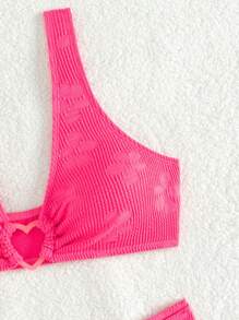 Heart Ring Linked Bikini Set - Hot Pink - View 7