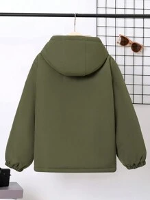 SHEIN Tween Boy 1pc Colorblock Flap Pocket Zipper Hooded Trench Coat