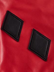 ROMWE PUNK Quần short da PU hai tông màu - Nhiều màu - Xem 5