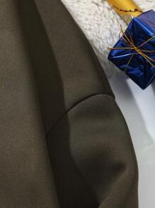 SHEIN Qutie 1pc Christmas Tree Print Thermal Lined Sweatshirt Pullover Fall Outfit - Army Green - View 5