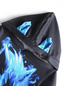 Young Boy Reflective Lion Print Sweatshirt - Black - View 4