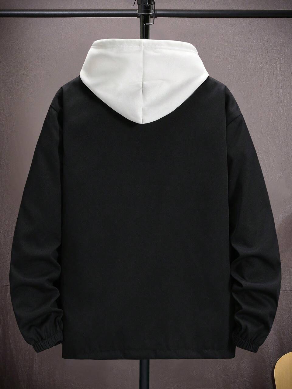 Men Loose Letter Patched Drop Shoulder Jacket Without Hoodie