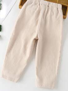 男小童素色斜口袋長褲 - 杏色 - 查看 2