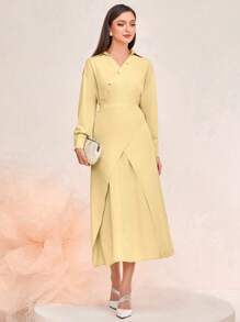 Modelyn Robe Unicolore À Bouton