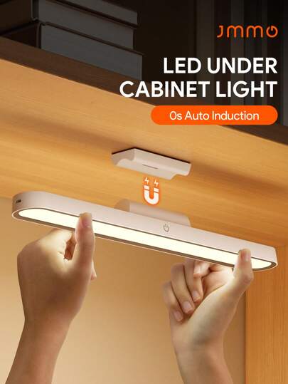 JMMO LED Lights Lamp Under Cabinet Lighting With 3 Colors,Rechargeable Battery Powered Night Lights,Lighting Memory & Magnetic Base For Easy Stickless Installation For Stairs Kitchen Bathroom Bed,Cabinet & Wall Decor