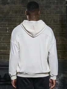 Manfinity Sport Corelite Sudadera con capucha deportiva de gráfico con lema de hombro caído para hombre