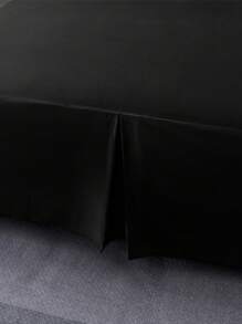 1pc 15 Inch Drop Pleated Queen Bed Skirt, Custom Fit With Loose Draping In Center And Corners - Black - View 5