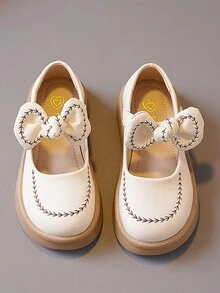 女童平底鞋可愛蝴蝶結 PU 皮學校戶外休閒鞋