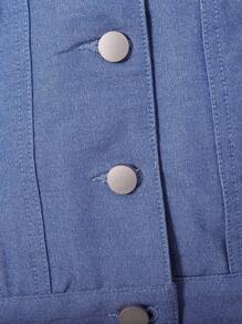 SHEIN Baby Girl Teddy Lined Frill Trim Button Front Denim Effect Jacket - Blue - View 5