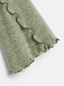 SHEIN EZwear Plus Lettuce Trim Trumpet Sleeve Tee - Mint Green - View 4