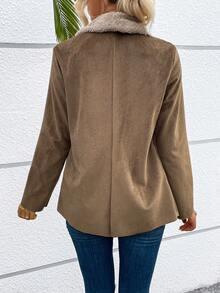 Chiquease Waterfall Collar Open Front Coat - Brown - View 3