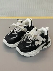 透氣網眼布嬰兒運動鞋,軟底,厚底運動鞋風格 - 黑色 - 查看 2