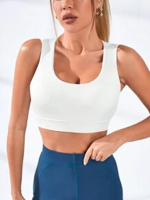Cut Out Back Sports Bra - White - View 2