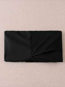 1pc 15 Inch Drop Pleated Queen Bed Skirt, Custom Fit With Loose Draping In Center And Corners - Black - View 6