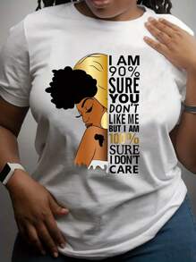 Slogan & Figure Graphic Tee - White - View 1